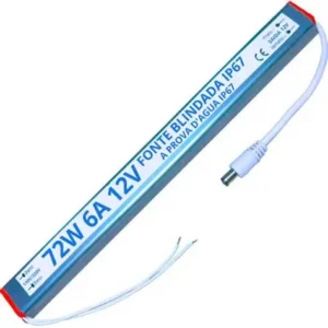 Fonte blindada Utra Slim 72w 6a 12v Prova Dagua alimentação P/ LEDs 110v 220v
